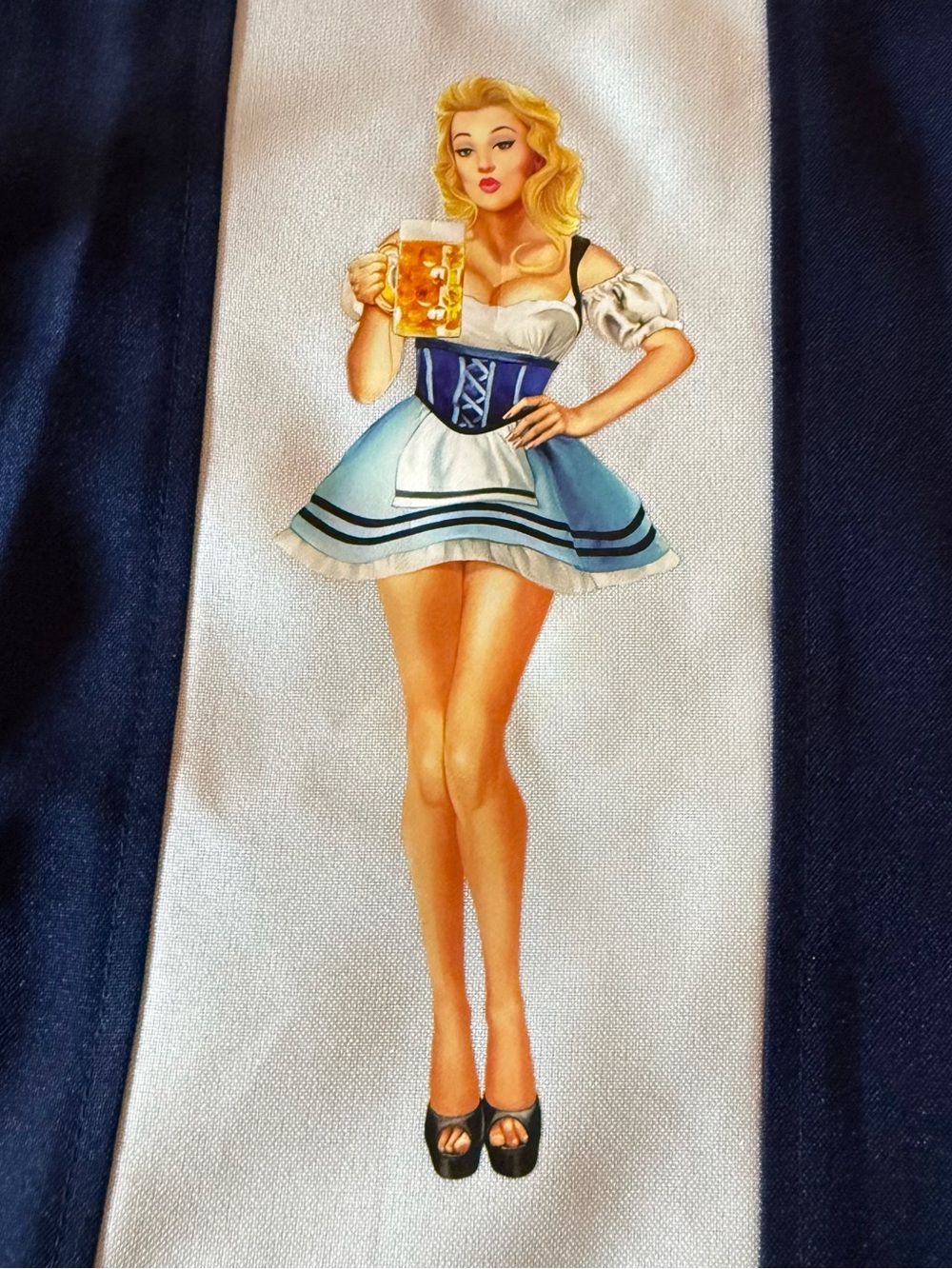 BeRetro Men’s XL Bowling Shirt Blue Oktoberfest Barmaid Pin-Up Rockabilly